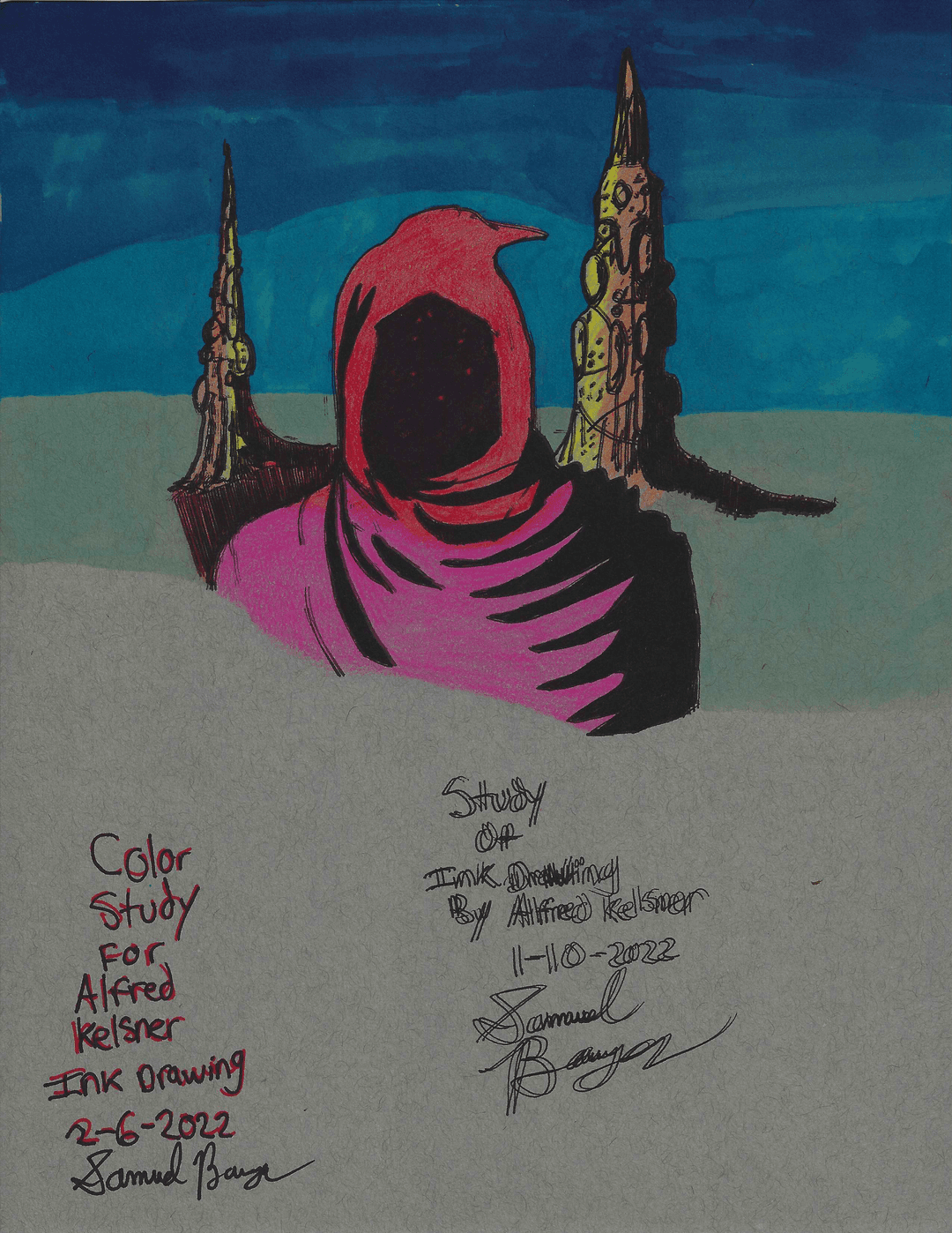 Color Study For Alfred Kelsner Ink Drawing (02-06-2022)