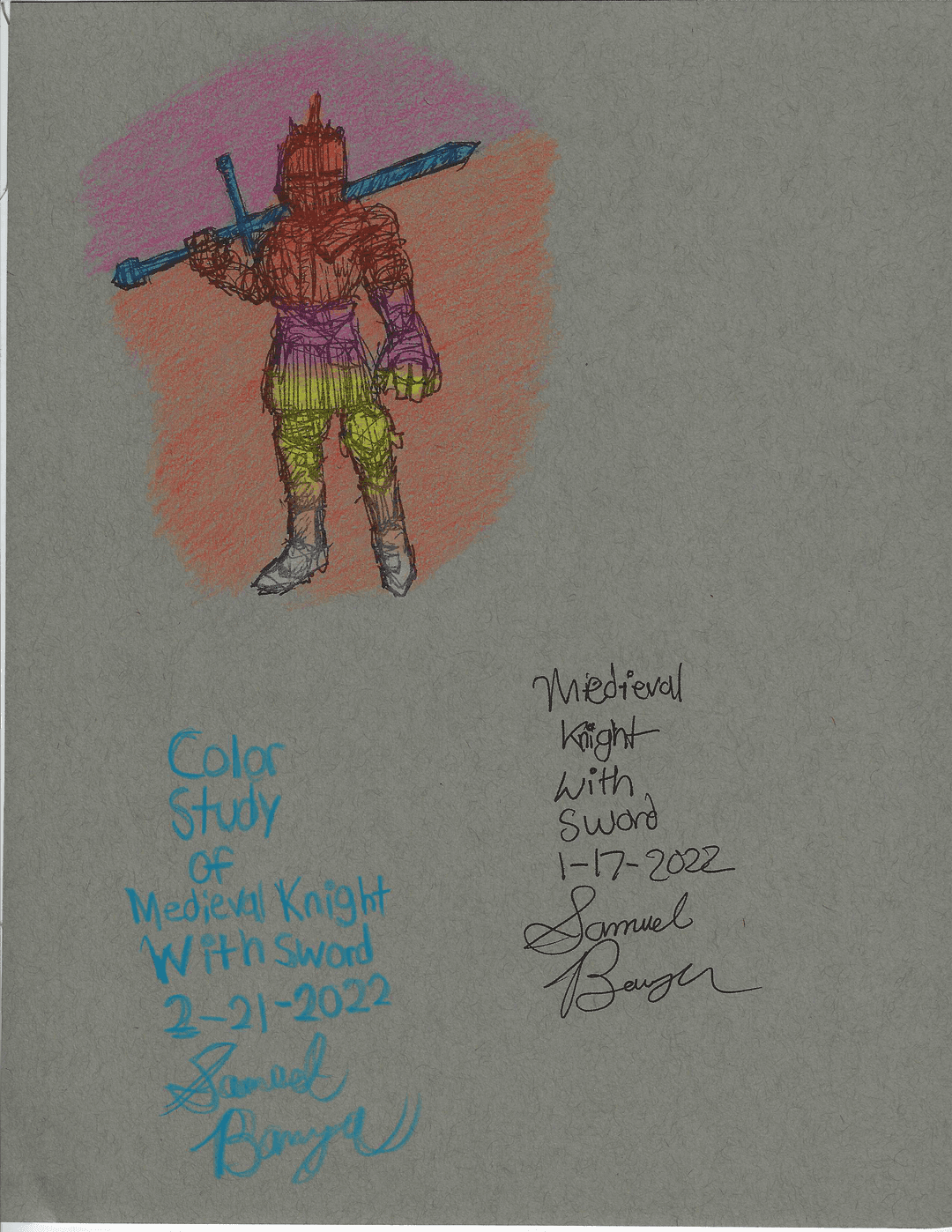 Color Study Of Medieval Knight WIth Sword (02-21-2022)