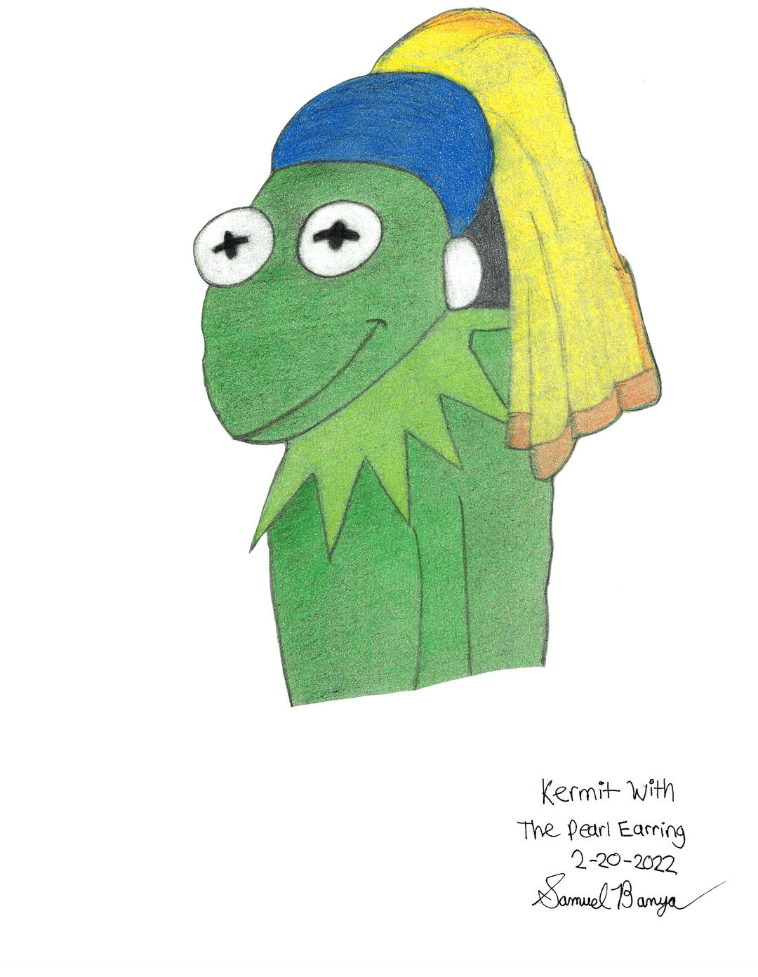 Kermit With The Pearl Earring (Color Study, Cropped, 2-20-2022)